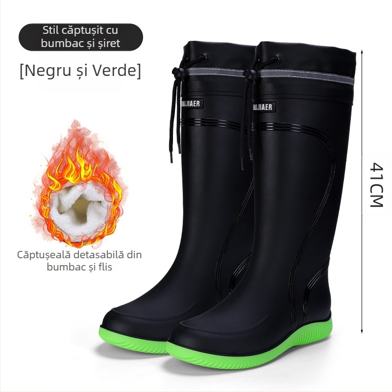 Cizme de ploaie la mijlocul gambei, la modă europeană și americană, pantofi de apă pentru bărbați, cizme de ploaie joase, impermeabile, antiderapante, pantofi de cauciuc pentru bucătărie, pantofi de lucru pentru spălătorie auto, pescuit
