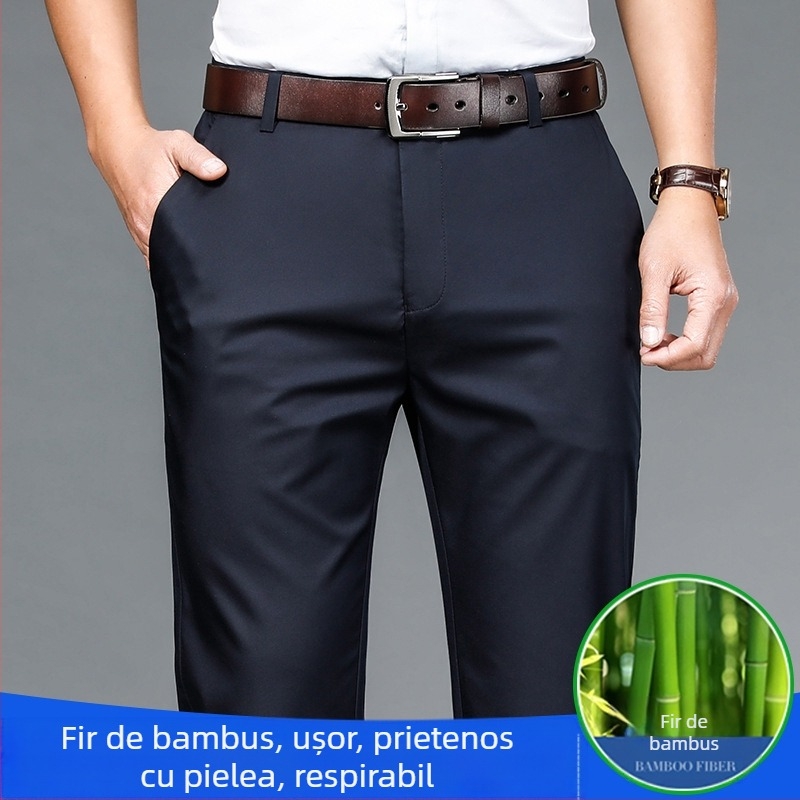 Pantaloni de vară subțiri pentru bărbați, pantaloni casual drepți, lejeri, cu talie înaltă, drepți, de vară, subțiri, en-gros