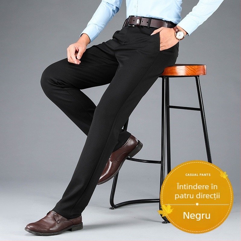 Pantaloni sport pentru bărbați, elastici cu patru fețe, de dimensiuni mari, pentru bărbați, casual, drepți, largi, plus pantaloni groși pentru bărbați, toamna și iarna, pantaloni groși de afaceri