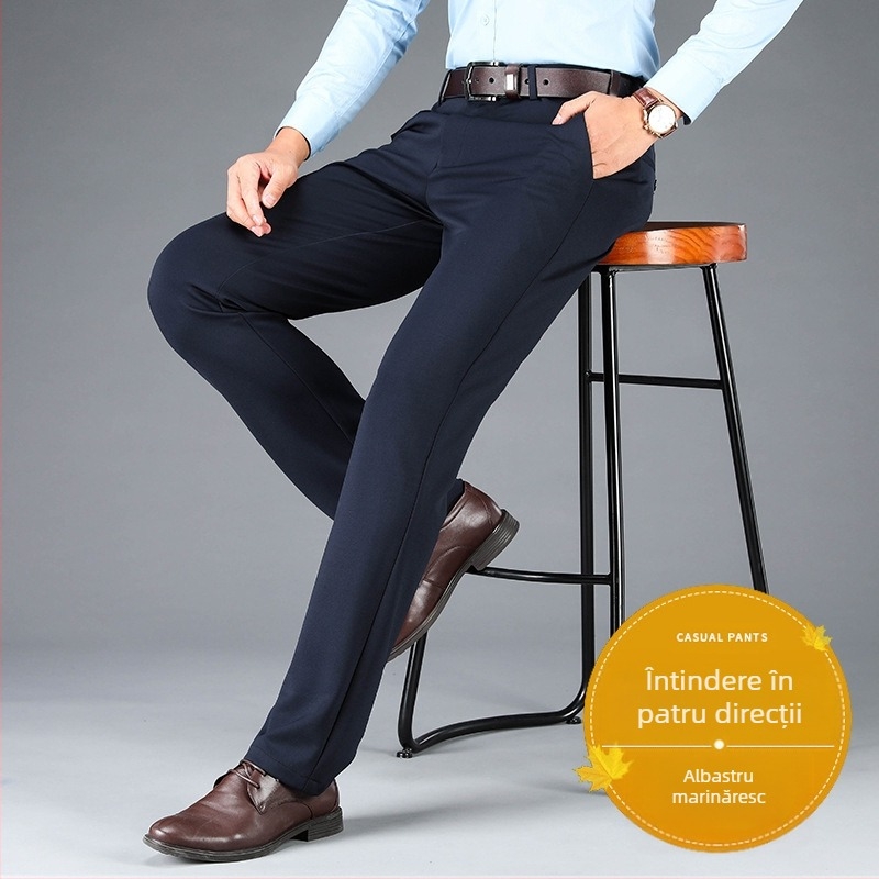 Pantaloni sport pentru bărbați, elastici cu patru fețe, de dimensiuni mari, pentru bărbați, casual, drepți, largi, plus pantaloni groși pentru bărbați, toamna și iarna, pantaloni groși de afaceri