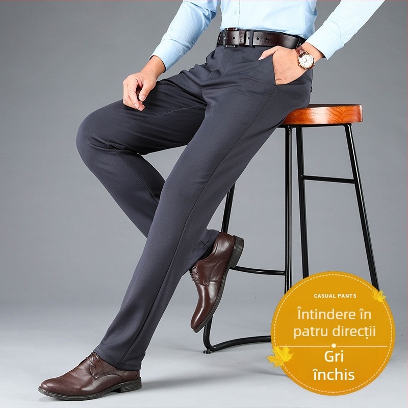 Pantaloni sport pentru bărbați, elastici cu patru fețe, de dimensiuni mari, pentru bărbați, casual, drepți, largi, plus pantaloni groși pentru bărbați, toamna și iarna, pantaloni groși de afaceri