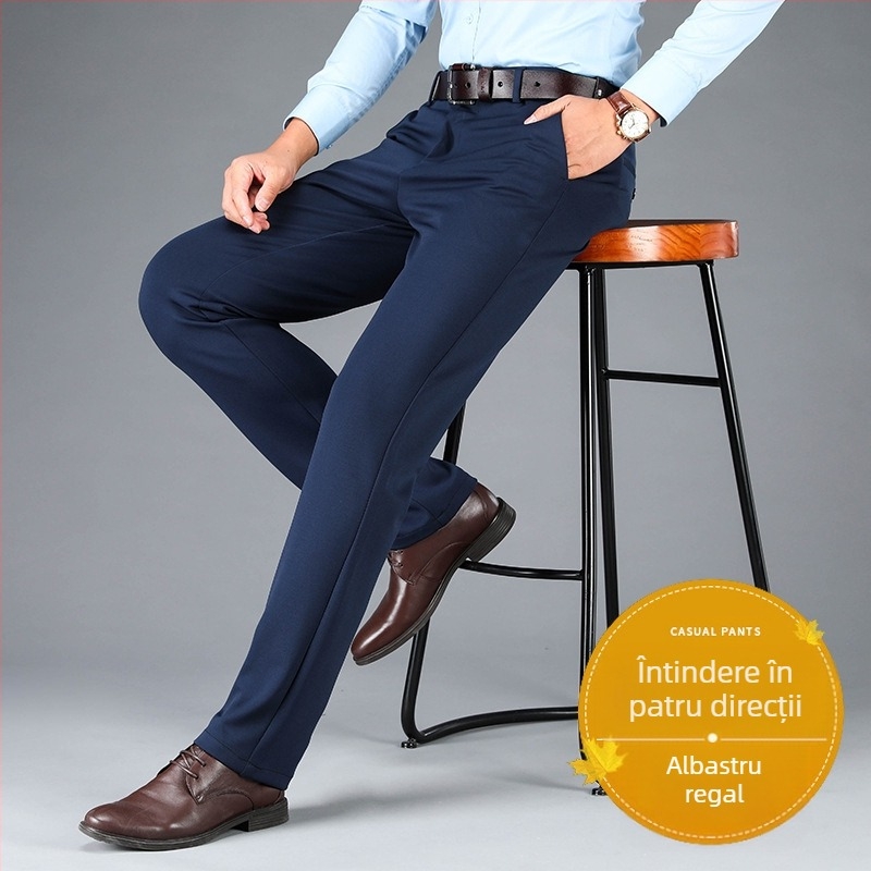 Pantaloni sport pentru bărbați, elastici cu patru fețe, de dimensiuni mari, pentru bărbați, casual, drepți, largi, plus pantaloni groși pentru bărbați, toamna și iarna, pantaloni groși de afaceri