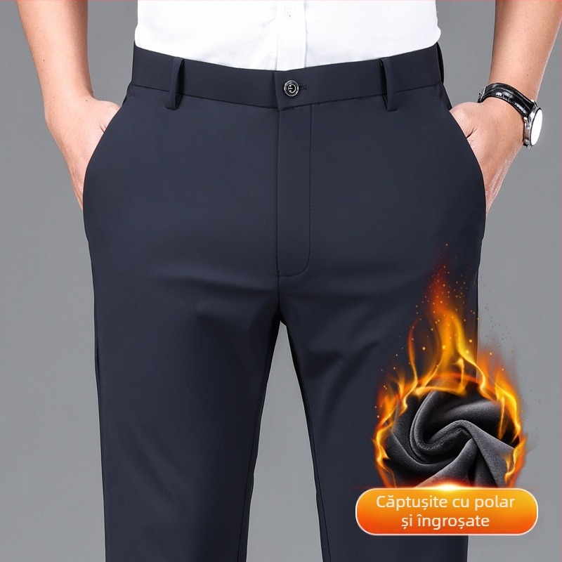Pantaloni sport pentru bărbați, elastici cu patru fețe, de dimensiuni mari, pentru bărbați, casual, drepți, largi, plus pantaloni groși pentru bărbați, toamna și iarna, pantaloni groși de afaceri