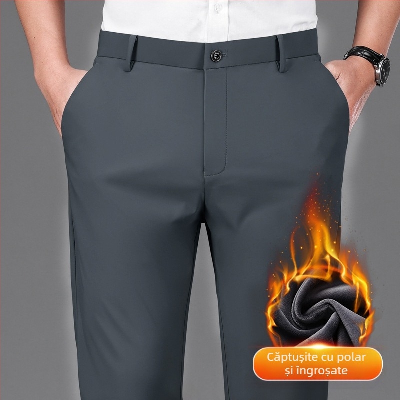 Pantaloni sport pentru bărbați, elastici cu patru fețe, de dimensiuni mari, pentru bărbați, casual, drepți, largi, plus pantaloni groși pentru bărbați, toamna și iarna, pantaloni groși de afaceri