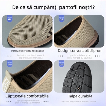 Pantofi bărbătești, pantofi respirabili Fly-Knit, fără miros, pantofi bărbătești mărimi mari, pantofi casual, pantofi slip-on pentru bărbați, pantofi pentru tătici