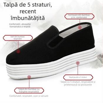 Pantofi de vară tradiționali retro din pânză, model manual, din pânză stratificată, model retro, pentru bărbați, model casual, respirabil, cu fund complet, pentru tineri