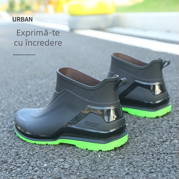 Cizme de ploaie britanice pentru bărbați, cizme de ploaie casual impermeabile, cu tub scurt, plate, ușoare, pentru bucătărie, pantofi de cauciuc antiderapanți, cu fund gros, pantofi de apă pentru lucru