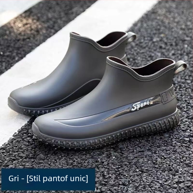 Pantofi scurți impermeabili cu căptușeală din fleece, pantofi de cauciuc pentru pescuit în aer liber, cizme de ploaie pentru șantier de bucătărie, cizme de ploaie antiderapante pentru adulți, cizme de ploaie pentru bărbați de iarnă