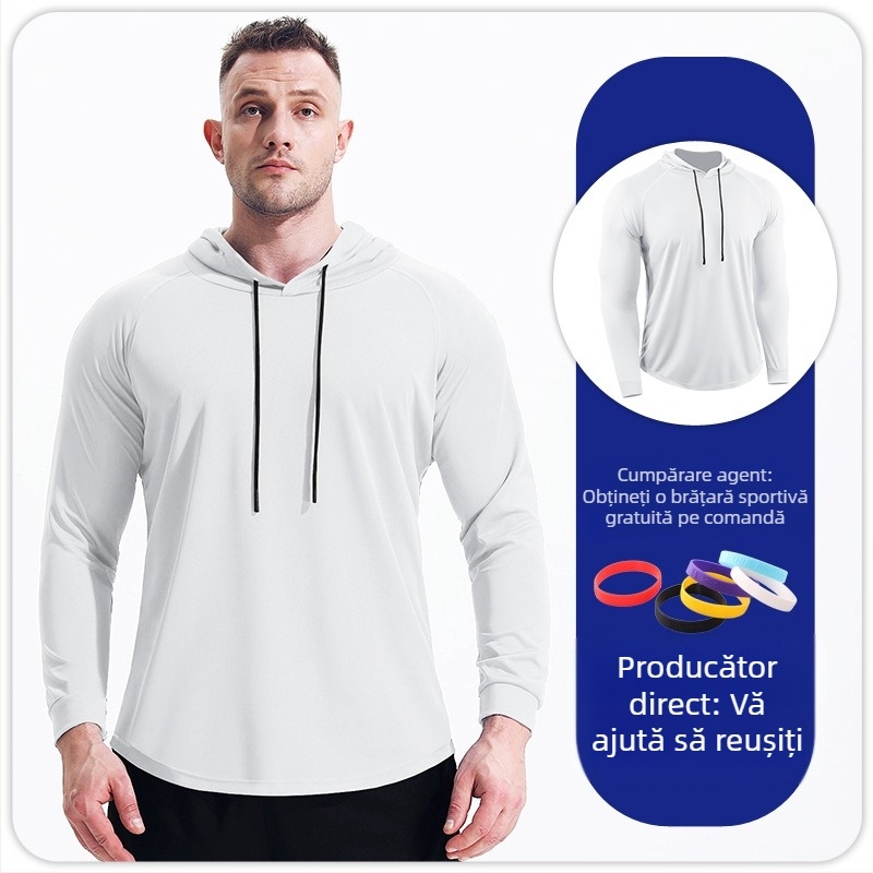 Bărbați toamna și iarna cu glugă cu mânecă lungă sporturi cu uscare rapidă respirabil baschet alergare maraton top fitness antrenament hanorac