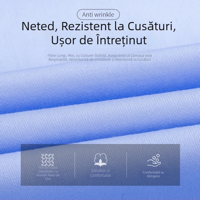 Cămașă bărbătească din bumbac DP, fără călcare, personalizată, cămașă albă lungă, profesională, de primăvară și toamnă, anti-rid, en-gros