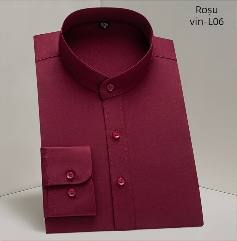 Cămașă chinezească cu guler pentru bărbați, toamnă, cu mânecă lungă, albă, rochie de afaceri, stil chinezesc, costum chinezesc-tung, cămașă bărbătească transfrontalieră