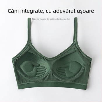 Sutien sport din bumbac pur, cupă fixă, Sling, lenjerie intimă pentru femei, cu piept mic, push-up, fără inel de oțel, dintr-o singură bucată
