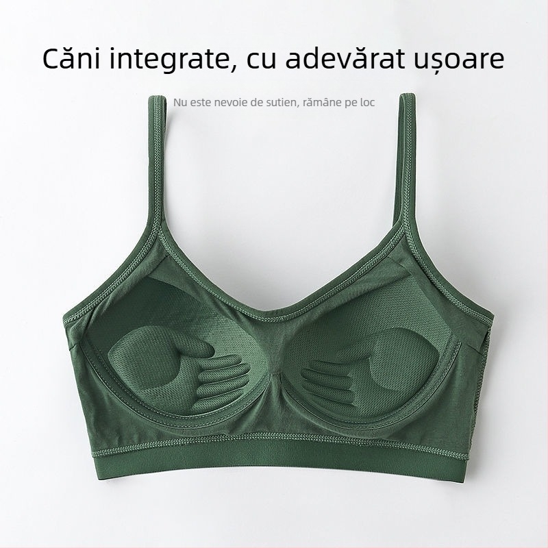 Sutien sport din bumbac pur, cupă fixă, Sling, lenjerie intimă pentru femei, cu piept mic, push-up, fără inel de oțel, dintr-o singură bucată