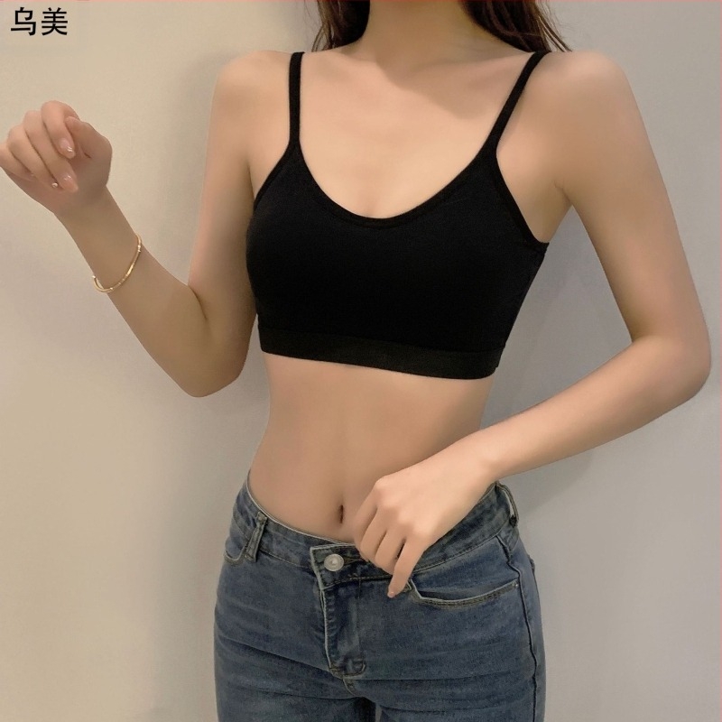 Sutien sport din bumbac pur, cupă fixă, Sling, lenjerie intimă pentru femei, cu piept mic, push-up, fără inel de oțel, dintr-o singură bucată