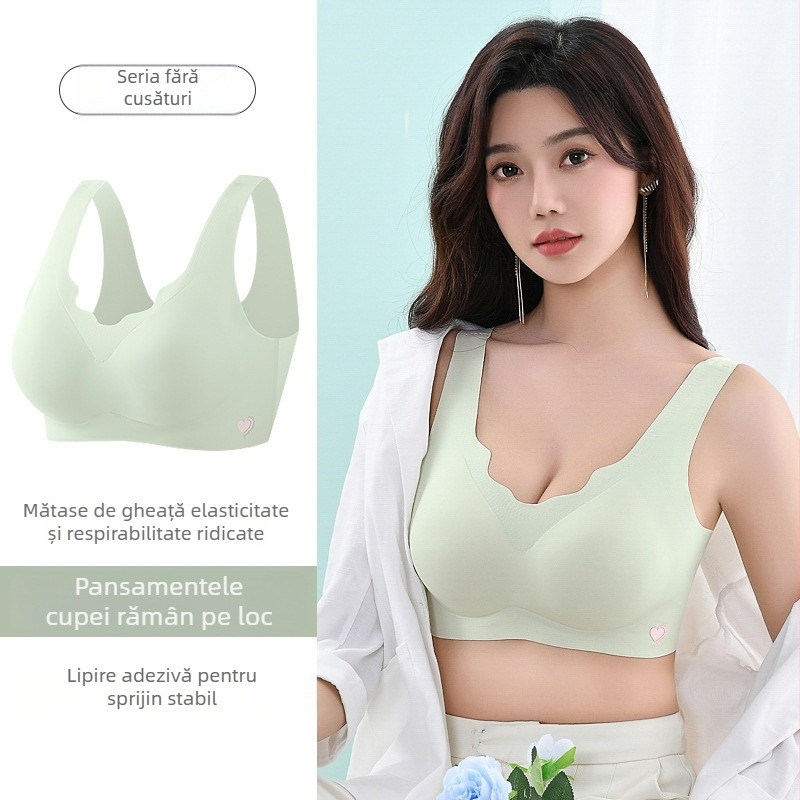 Sutien din latex subțire, fără markeri, cu cupă fixă, dintr-o singură bucată, pentru femei, cu suport moale, push-up