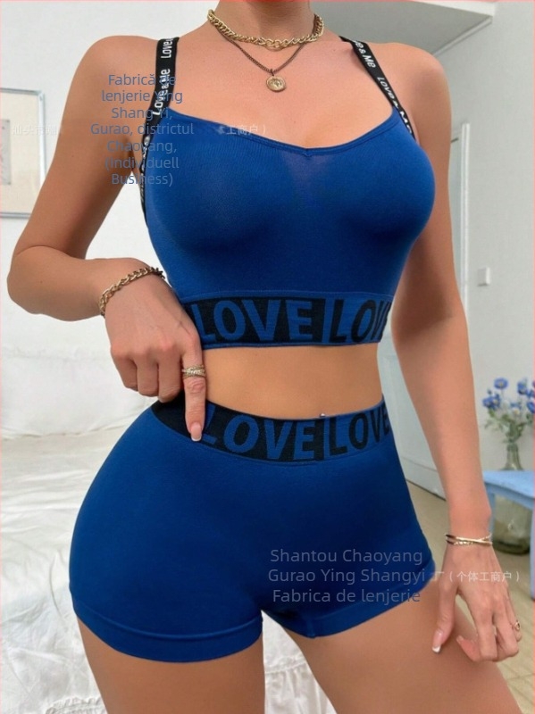 Comerț exterior transfrontalier cu Europa și Statele Unite, AliExpress, pentru lenjerie intimă, cu litere de dragoste, talie, cap, camisol, pantaloni scurți boxer pentru femei