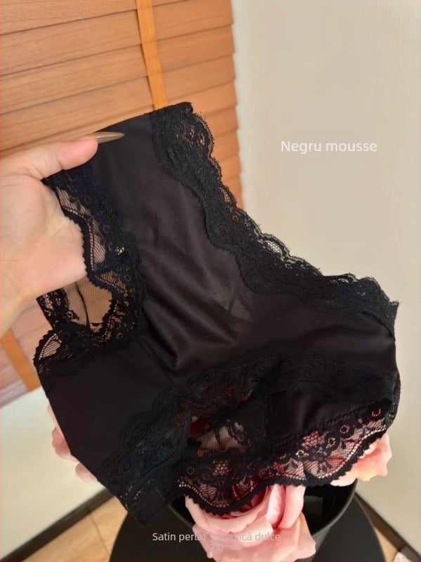 Lenjerie intimă sexy din dantelă satinată pentru femei, sexy, cu gol, Pure Desire, plasă, dantelă cu fundă, chiloți din bumbac între picioare