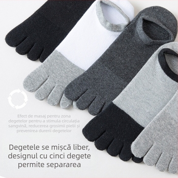 Șosete de vară pentru bărbați cu cinci degete, deodorant, absorbant de transpirație, antibacterian, din plasă de vară, respirabil, cu cinci degete, cu vârfuri divizate, șosete de barcă pentru bărbați