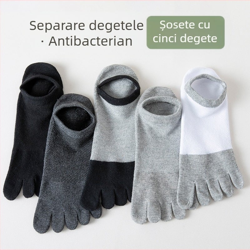 Șosete de vară pentru bărbați cu cinci degete, deodorant, absorbant de transpirație, antibacterian, din plasă de vară, respirabil, cu cinci degete, cu vârfuri divizate, șosete de barcă pentru bărbați