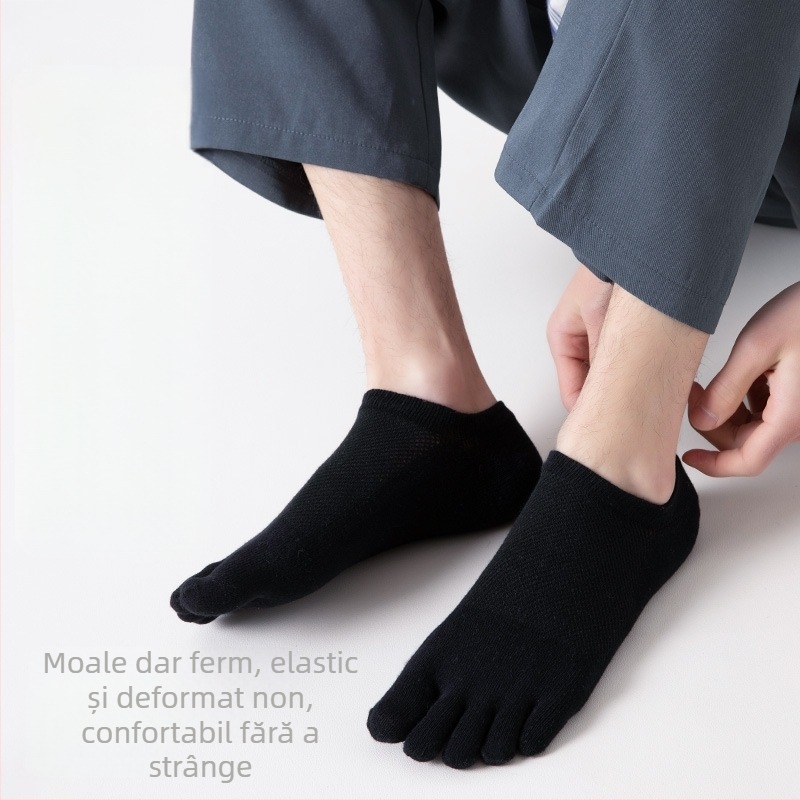 Șosete de vară pentru bărbați cu cinci degete, deodorant, absorbant de transpirație, antibacterian, din plasă de vară, respirabil, cu cinci degete, cu vârfuri divizate, șosete de barcă pentru bărbați