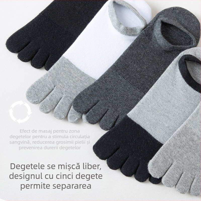 Șosete de vară pentru bărbați cu cinci degete, deodorant, absorbant de transpirație, antibacterian, din plasă de vară, respirabil, cu cinci degete, cu vârfuri divizate, șosete de barcă pentru bărbați