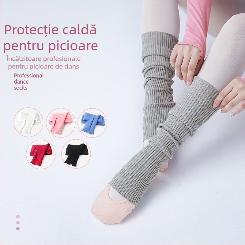 Șosete de dans pentru adulți, șosete calde de dans, set de toamnă și iarnă, îngroșate, tricotate, lungi, rezistente la frig, balet protector