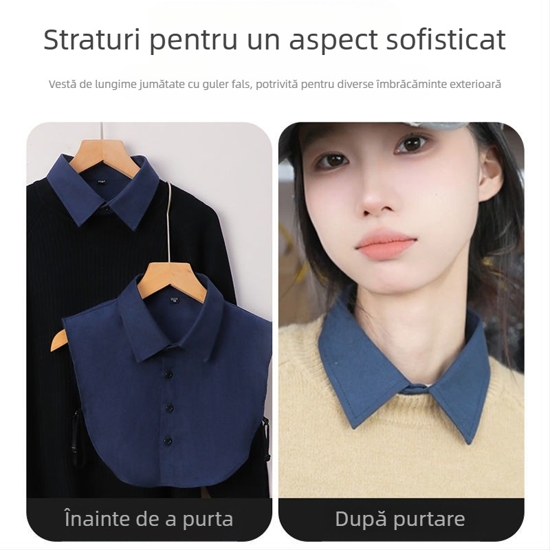 Guler fals pentru cămașă bărbătească, guler de costum, versatil, pentru lucru de iarnă, unisex, alb, albastru deschis, decorativ, guler fals