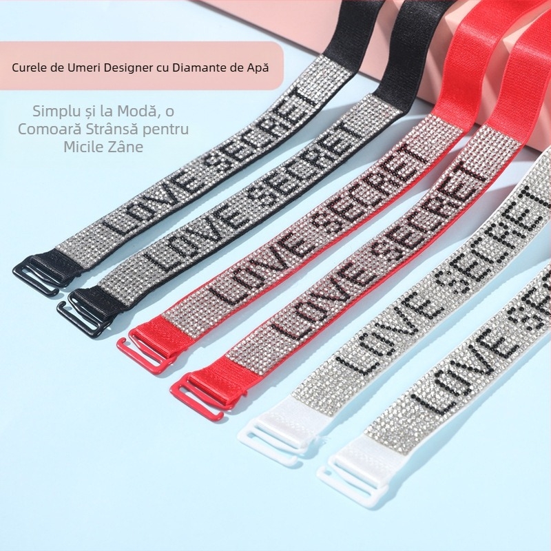 Lenjerie intimă sexy de înaltă calitate, curea de umăr subțire, curea de sutien cu diamant, rochie reglabilă antiderapantă expusă