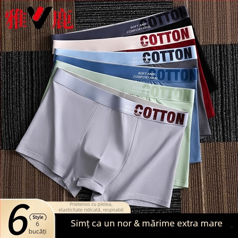 Lenjerie intimă pentru femei Yalu, boxeri din bumbac pentru bărbați, pantaloni scurți din bumbac, antibacterieni, absorbanți de transpirație, mărime plus