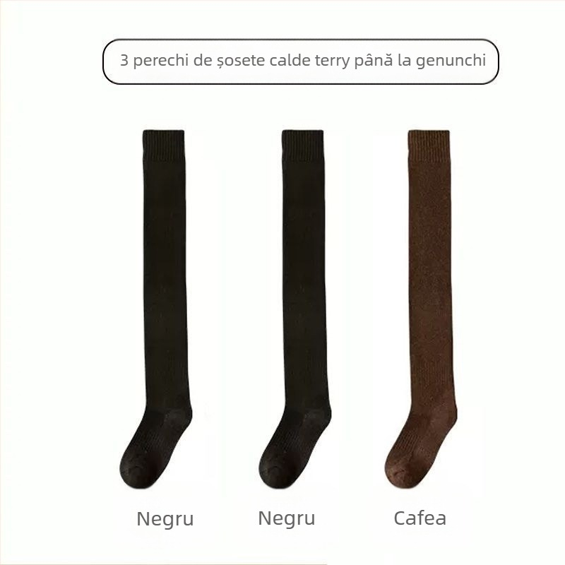 Ciorapi bărbați peste genunchi șosete căptușite cu fleece îngroșate calde genunchiere șosete pentru vârstnici și vârstnici lungi cu picior înalt