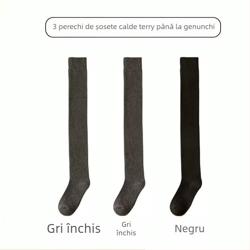 Ciorapi bărbați peste genunchi șosete căptușite cu fleece îngroșate calde genunchiere șosete pentru vârstnici și vârstnici lungi cu picior înalt