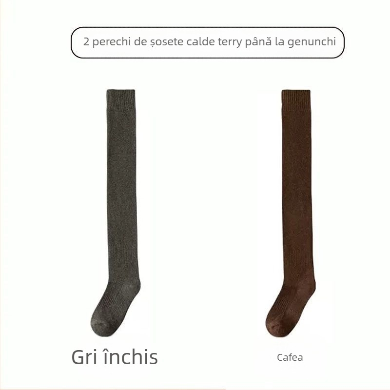 Ciorapi bărbați peste genunchi șosete căptușite cu fleece îngroșate calde genunchiere șosete pentru vârstnici și vârstnici lungi cu picior înalt