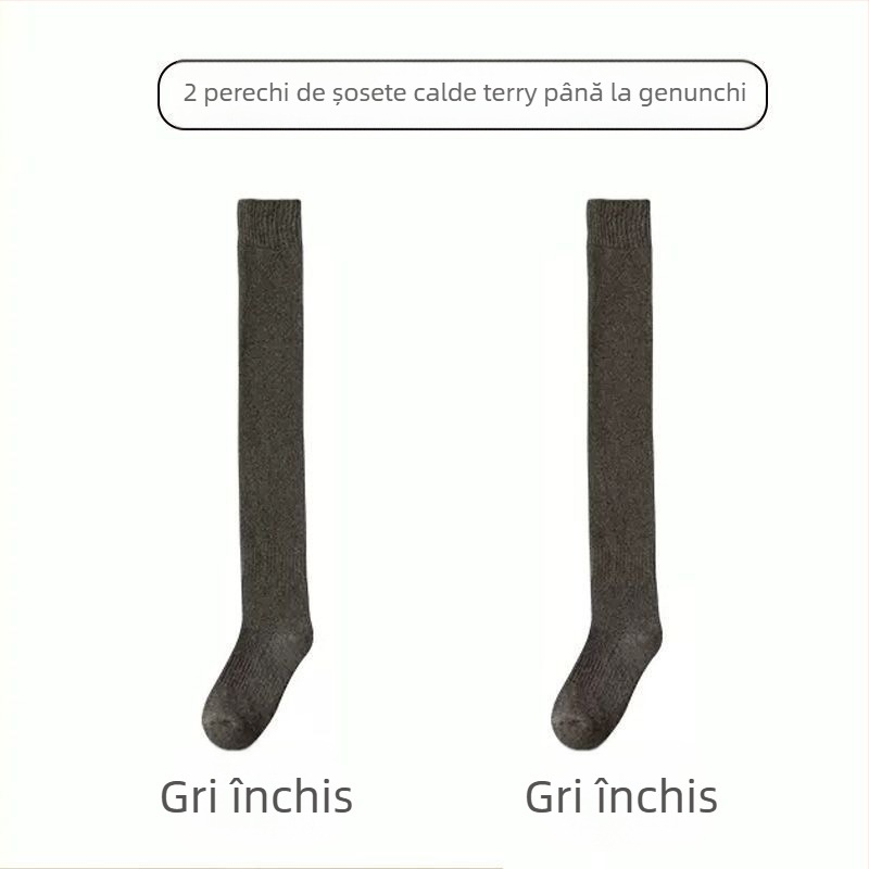 Ciorapi bărbați peste genunchi șosete căptușite cu fleece îngroșate calde genunchiere șosete pentru vârstnici și vârstnici lungi cu picior înalt