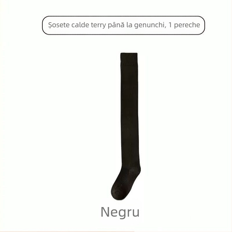 Ciorapi bărbați peste genunchi șosete căptușite cu fleece îngroșate calde genunchiere șosete pentru vârstnici și vârstnici lungi cu picior înalt