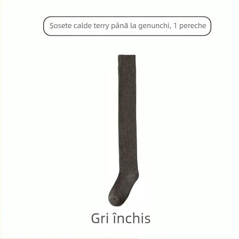 Ciorapi bărbați peste genunchi șosete căptușite cu fleece îngroșate calde genunchiere șosete pentru vârstnici și vârstnici lungi cu picior înalt