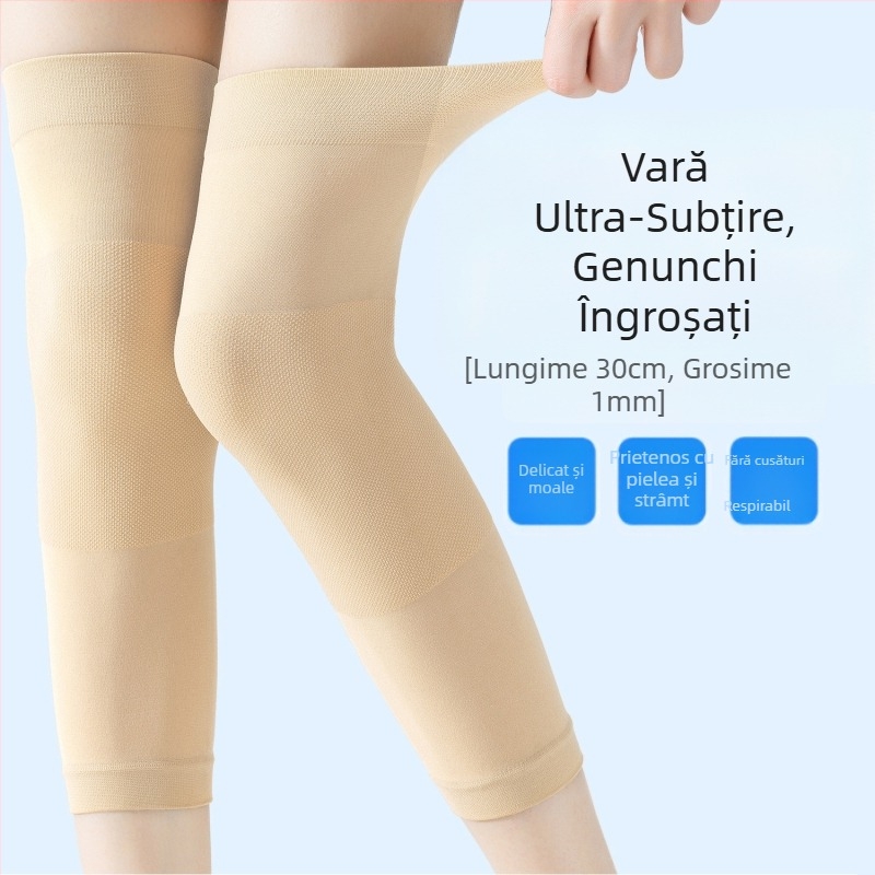 Manșetă de genunchi ultra-subțire pentru vară, căldură fără cusături, lungime scurtă, pentru bărbați și femei. Protecție a genunchiului în camerele cu aer condiționat, încălzire pentru picioare reci.