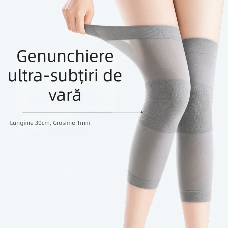 Manșetă de genunchi ultra-subțire pentru vară, căldură fără cusături, lungime scurtă, pentru bărbați și femei. Protecție a genunchiului în camerele cu aer condiționat, încălzire pentru picioare reci.