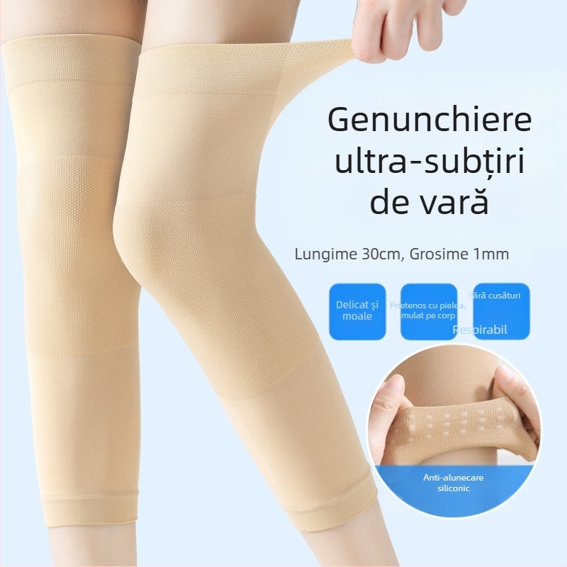 Manșetă de genunchi ultra-subțire pentru vară, căldură fără cusături, lungime scurtă, pentru bărbați și femei. Protecție a genunchiului în camerele cu aer condiționat, încălzire pentru picioare reci.