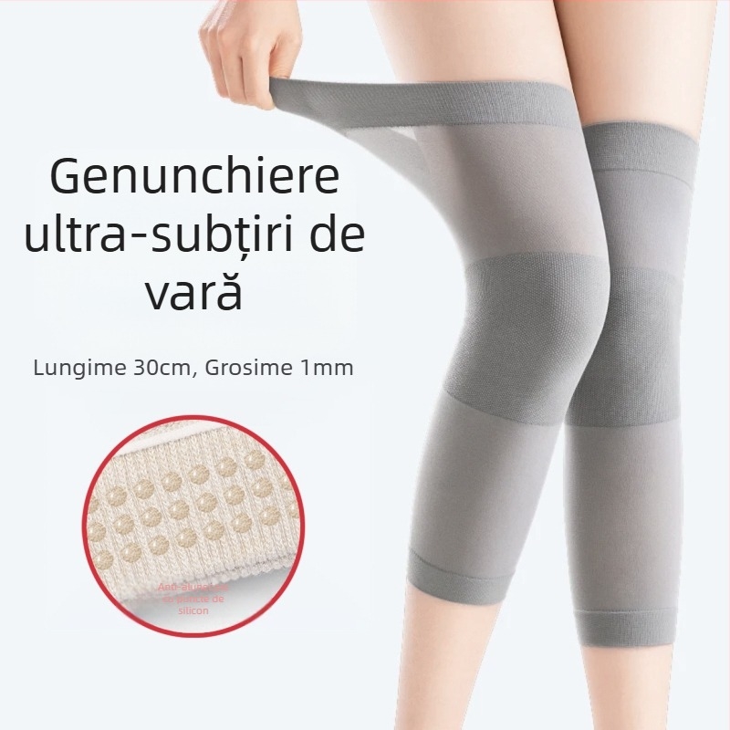 Manșetă de genunchi ultra-subțire pentru vară, căldură fără cusături, lungime scurtă, pentru bărbați și femei. Protecție a genunchiului în camerele cu aer condiționat, încălzire pentru picioare reci.