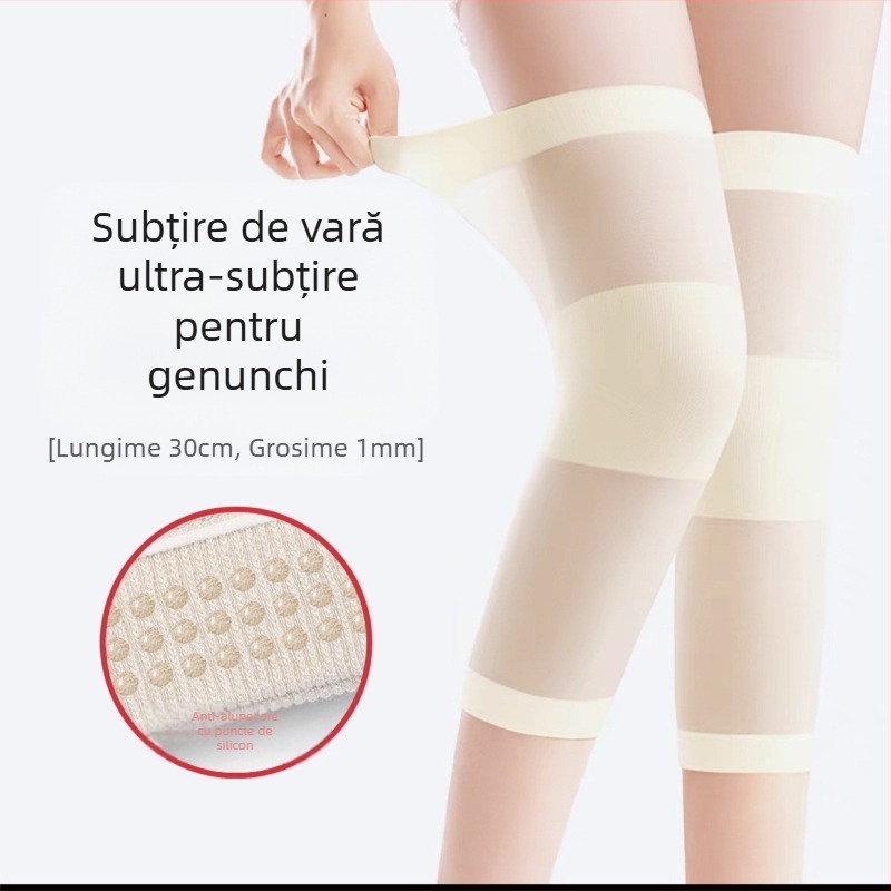 Manșetă de genunchi ultra-subțire pentru vară, căldură fără cusături, lungime scurtă, pentru bărbați și femei. Protecție a genunchiului în camerele cu aer condiționat, încălzire pentru picioare reci.