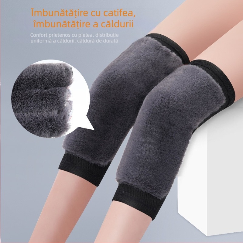 Genunchiere calde de toamnă și de iarnă, imitație de păr de iepure, genunchiere căptușite cu fleece, picioare vechi și reci, aer condiționat rece, genunchiere sport îngroșate