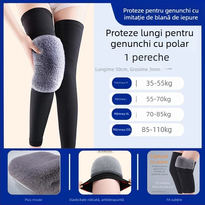 Genunchiere calde de toamnă și de iarnă, imitație de păr de iepure, genunchiere căptușite cu fleece, picioare vechi și reci, aer condiționat rece, genunchiere sport îngroșate