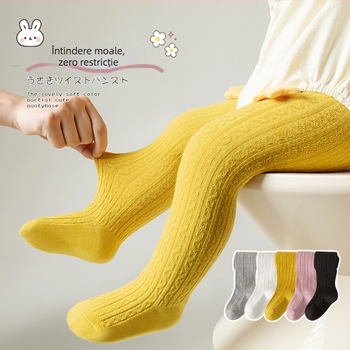 Colanți pentru bebeluși Zhuji en-gros, stil de primăvară și toamnă, pantaloni integrați pentru îmbrăcăminte de exterior, colanți pentru copii din bumbac cu fibre lungi, pantaloni cu picior pentru bebeluși pentru fete