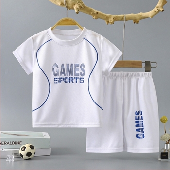 Costum de baschet pentru copii, costum de vară pentru băieți, cu uscare rapidă, costum sport cu mânecă scurtă pentru copii de vârstă mijlocie și mare