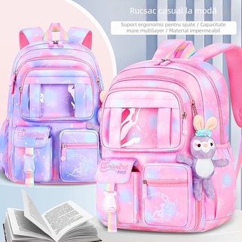 Ghiozdan nou pentru elevii de școală primară, pentru femei, clasele 1-6, cu protecție ușoară pentru riglă și rucsac ușor pentru frigider, cu ușă deschisă, Fantasy, pentru copii