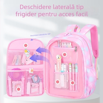 Ghiozdan nou pentru elevii de școală primară, pentru femei, clasele 1-6, cu protecție ușoară pentru riglă și rucsac ușor pentru frigider, cu ușă deschisă, Fantasy, pentru copii