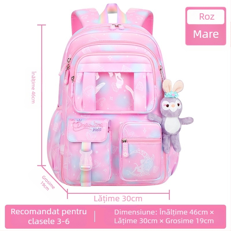 Ghiozdan nou pentru elevii de școală primară, pentru femei, clasele 1-6, cu protecție ușoară pentru riglă și rucsac ușor pentru frigider, cu ușă deschisă, Fantasy, pentru copii