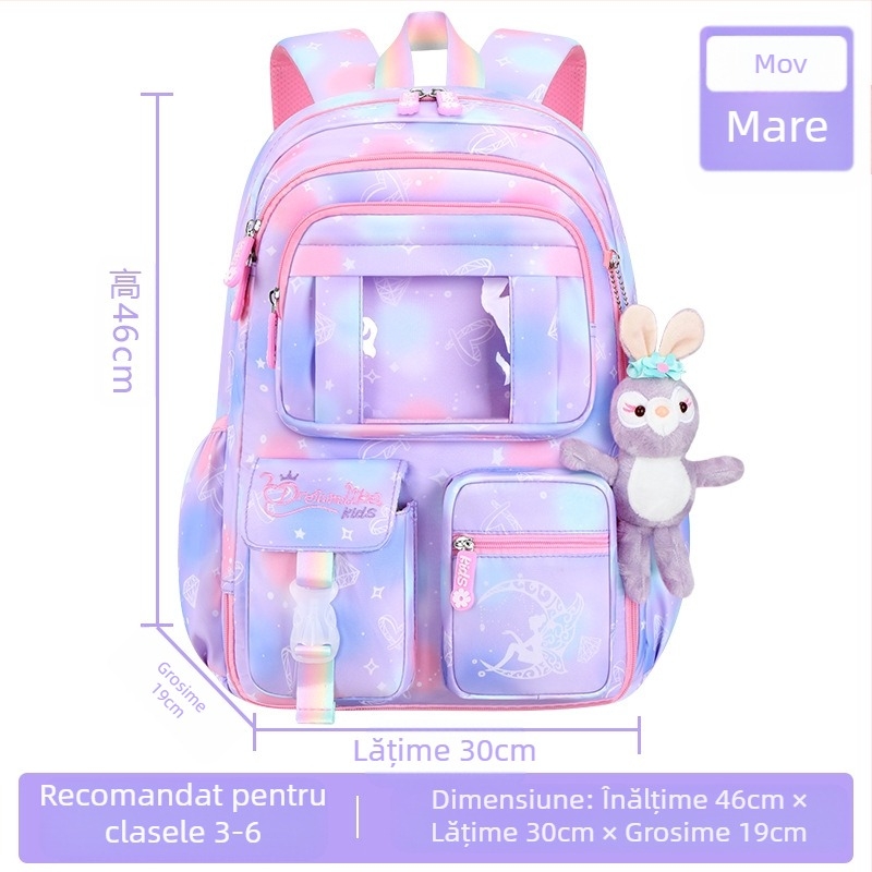 Ghiozdan nou pentru elevii de școală primară, pentru femei, clasele 1-6, cu protecție ușoară pentru riglă și rucsac ușor pentru frigider, cu ușă deschisă, Fantasy, pentru copii