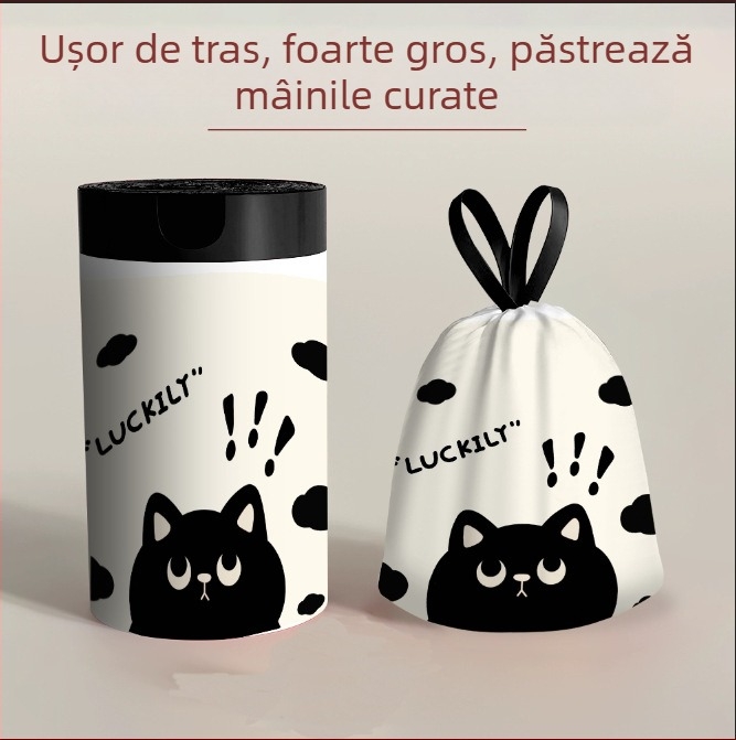 Sac de gunoi din plastic cu desene animate, uz casnic, portabil, pentru birou, pentru studenți, geantă de călătorie de unică folosință