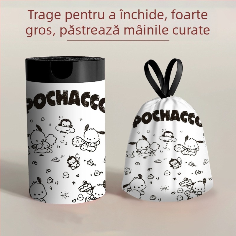 Sac de gunoi din plastic cu desene animate, uz casnic, portabil, pentru birou, pentru studenți, geantă de călătorie de unică folosință